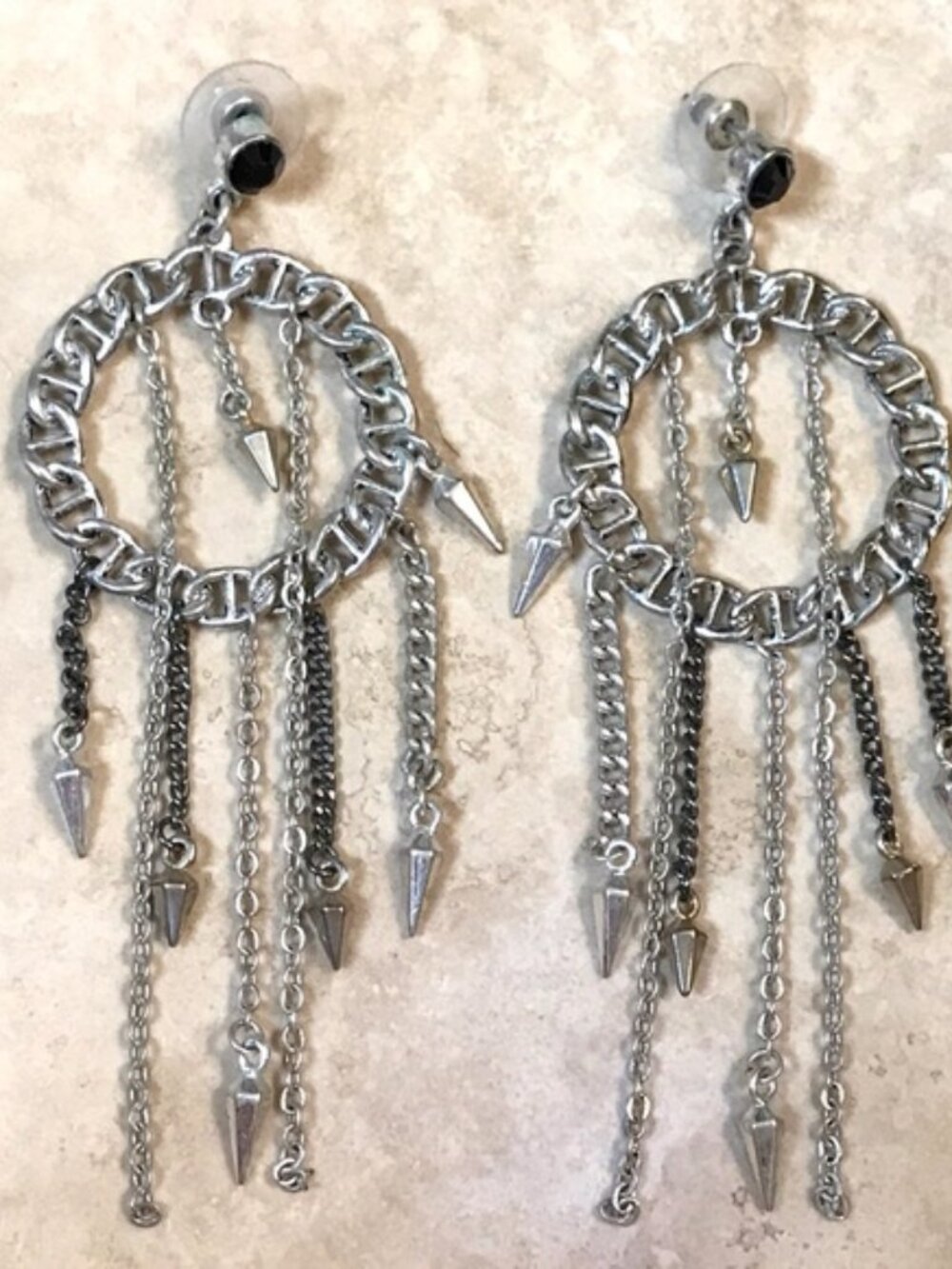 Silver Dream Catcher spike Earrings